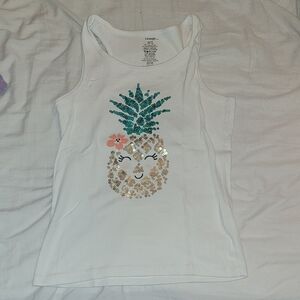 Cat & Jack White Tank Top with Sequin Pineapple